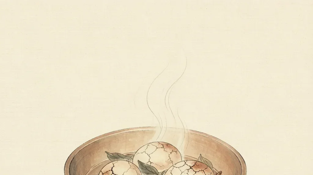 Tea Eggs: The Humble Snack That Scents Every Market — gongbi style painting