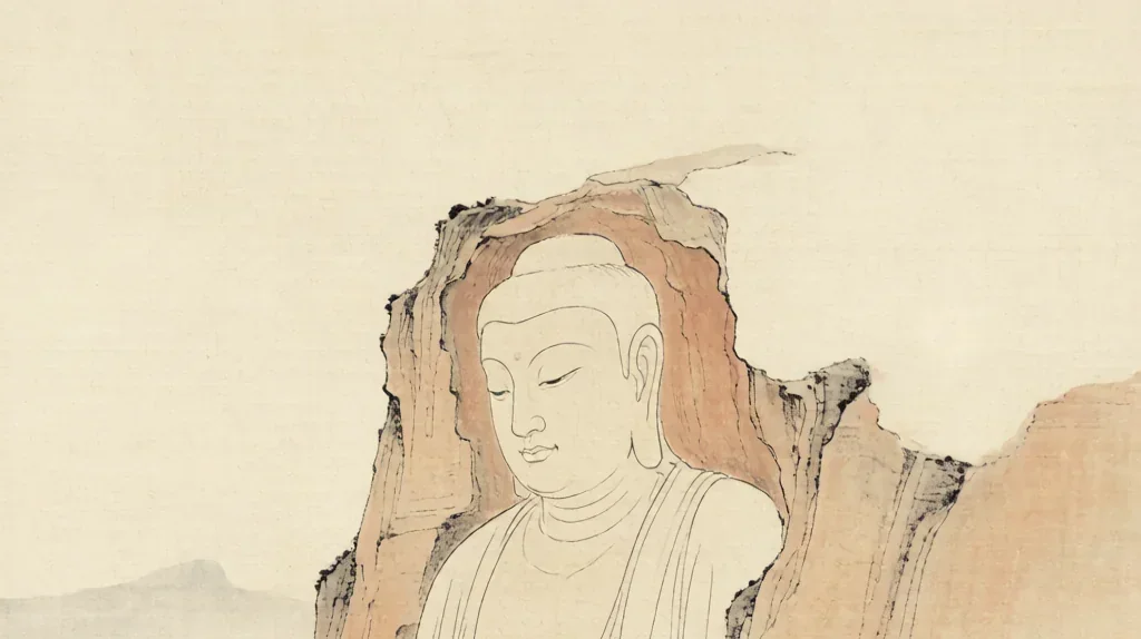The Leshan Giant Buddha (乐山大佛): The Maitreya Carved from a Mountain — gongbi style painting