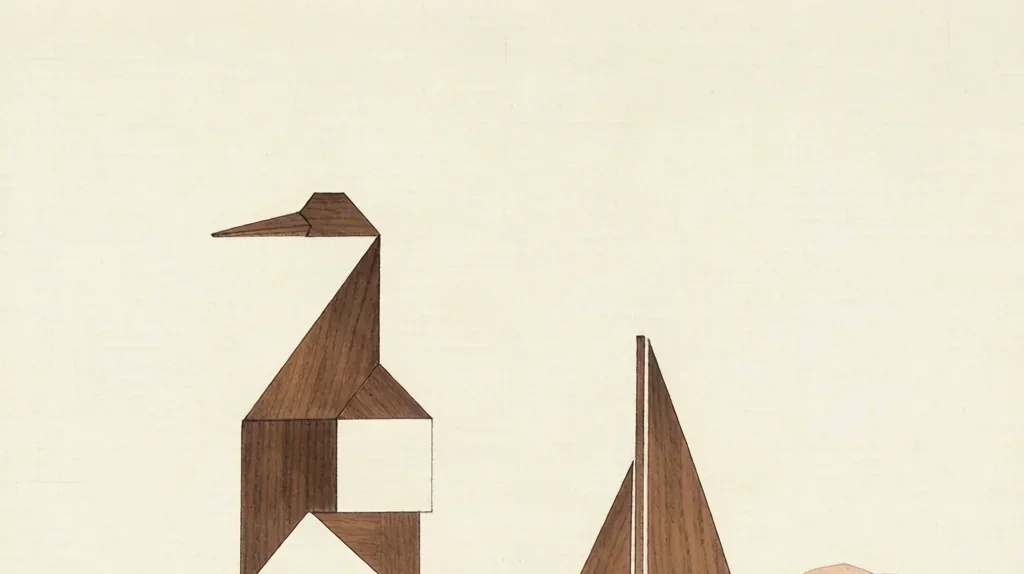 The Tangram — gongbi style painting