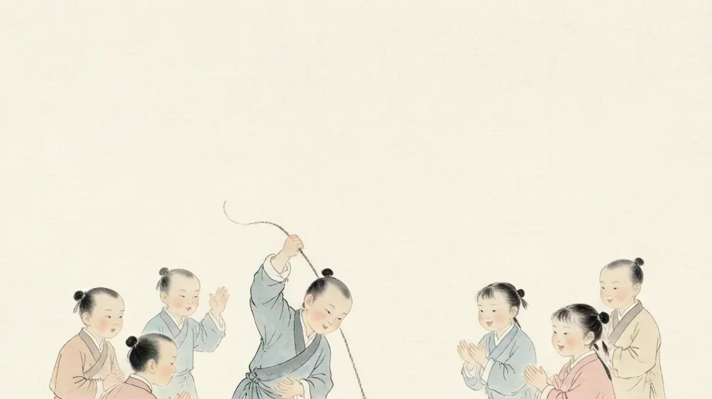 The Spinning Top — gongbi style painting