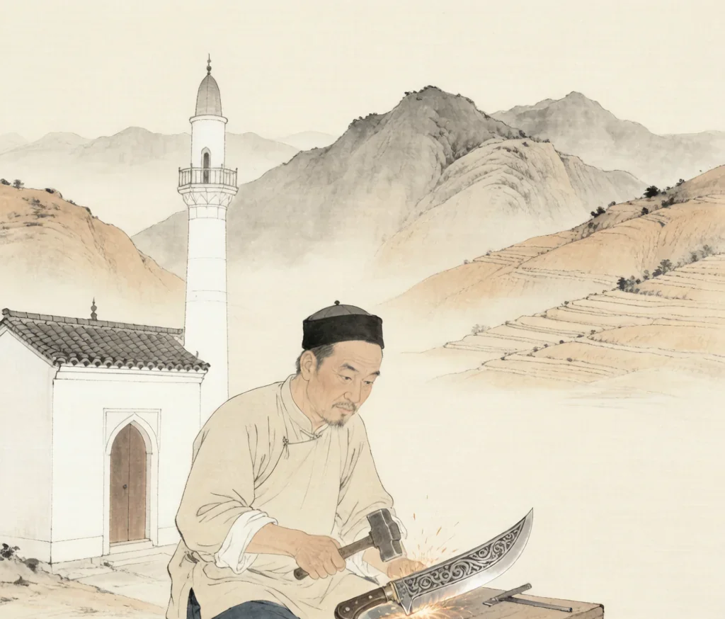 Bonan (保安族) — gongbi style painting