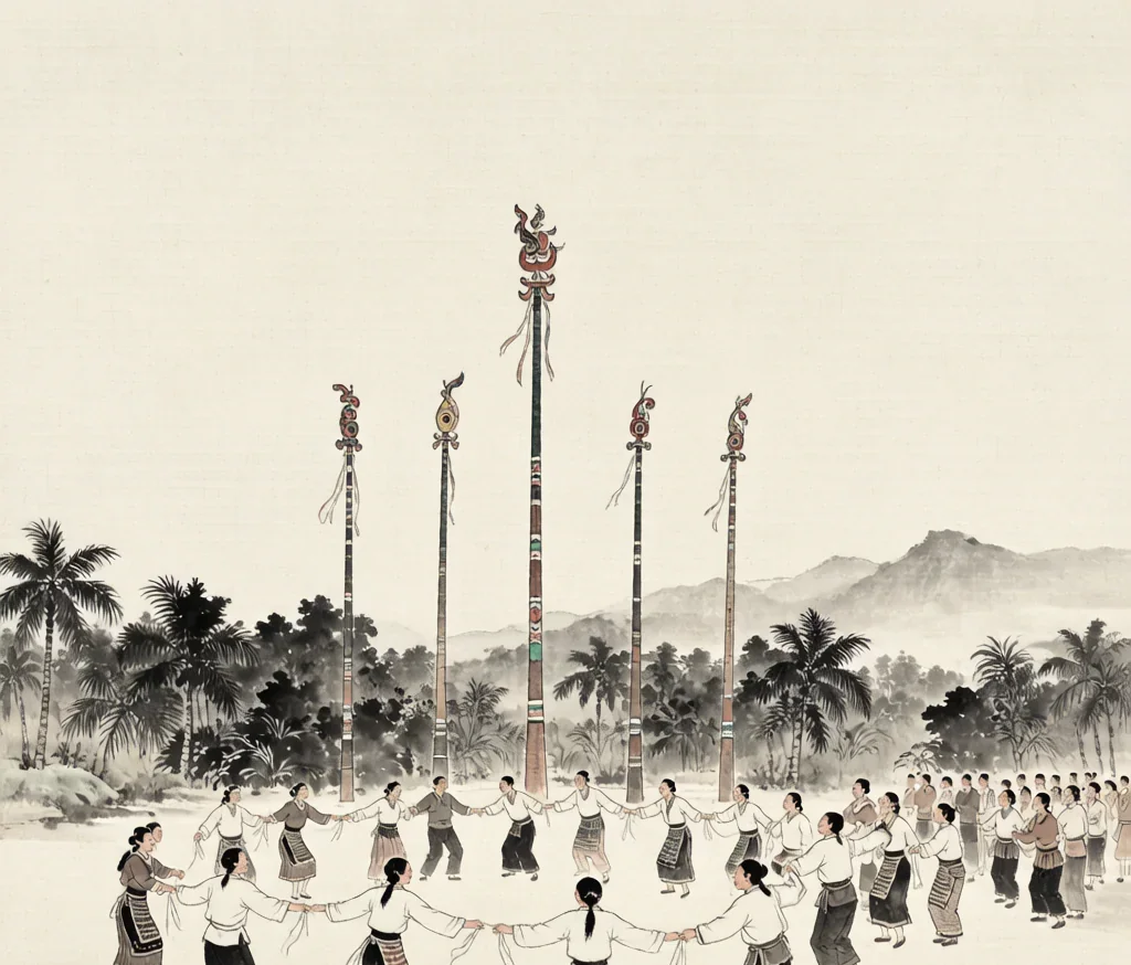Jingpo (景颇族) — gongbi style painting