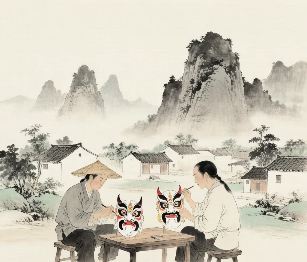 Maonan (毛南族) — gongbi style painting