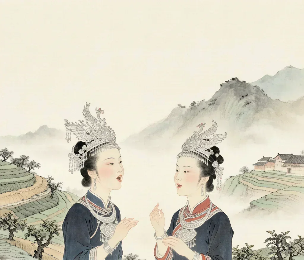 She (畲族) — gongbi style painting