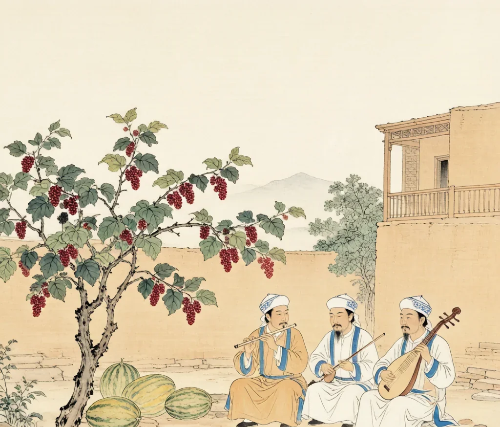 Uyghur Culture: The Oasis of Central Asia — gongbi style painting