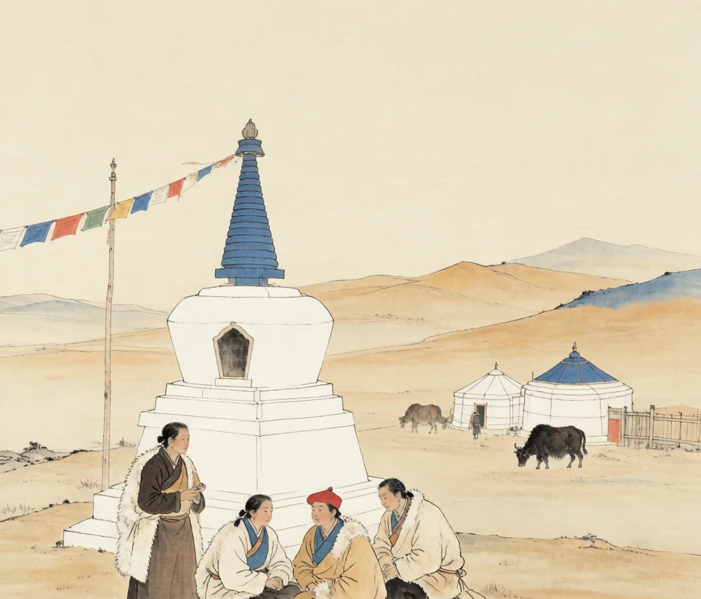 Tibetan Culture: Life on the Roof of the World — gongbi style painting