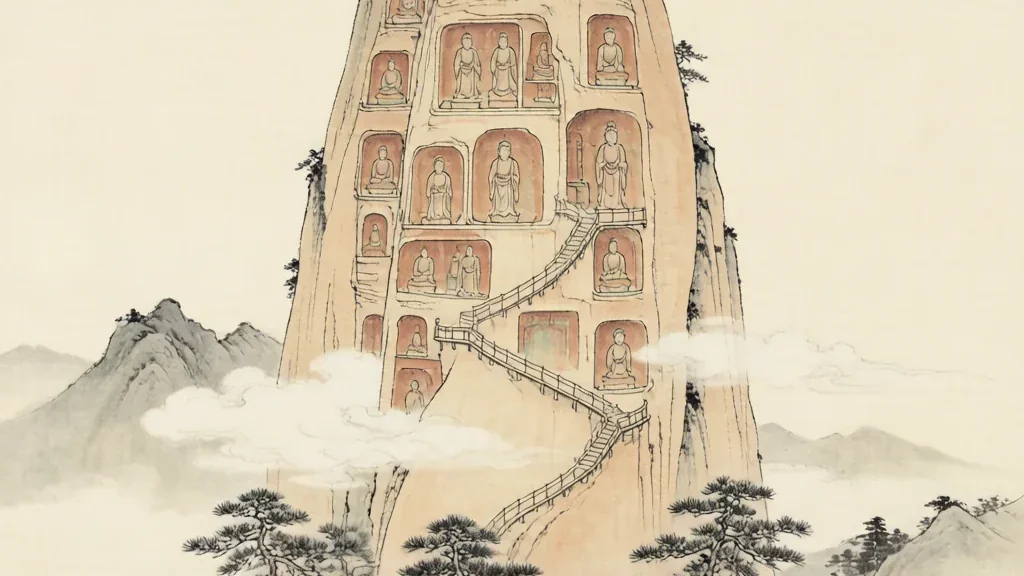 The Maijishan Grottoes: The Cliff of Stacked Wheat