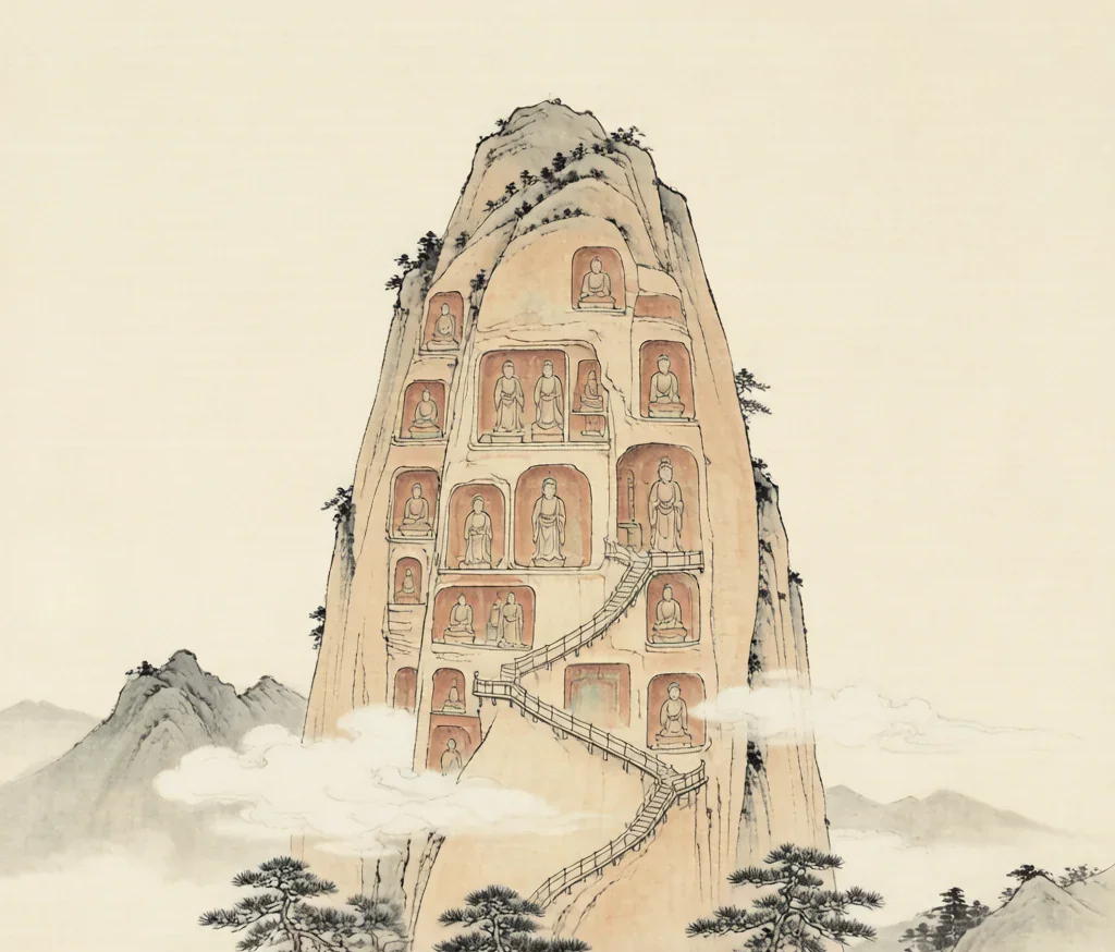 The Maijishan Grottoes: The Cliff of Stacked Wheat