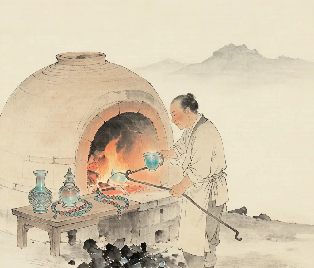 Chinese Glass and Glaze — gongbi style painting