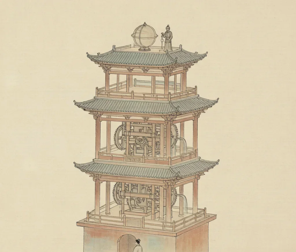 Su Song's Astronomical Clock — gongbi style painting