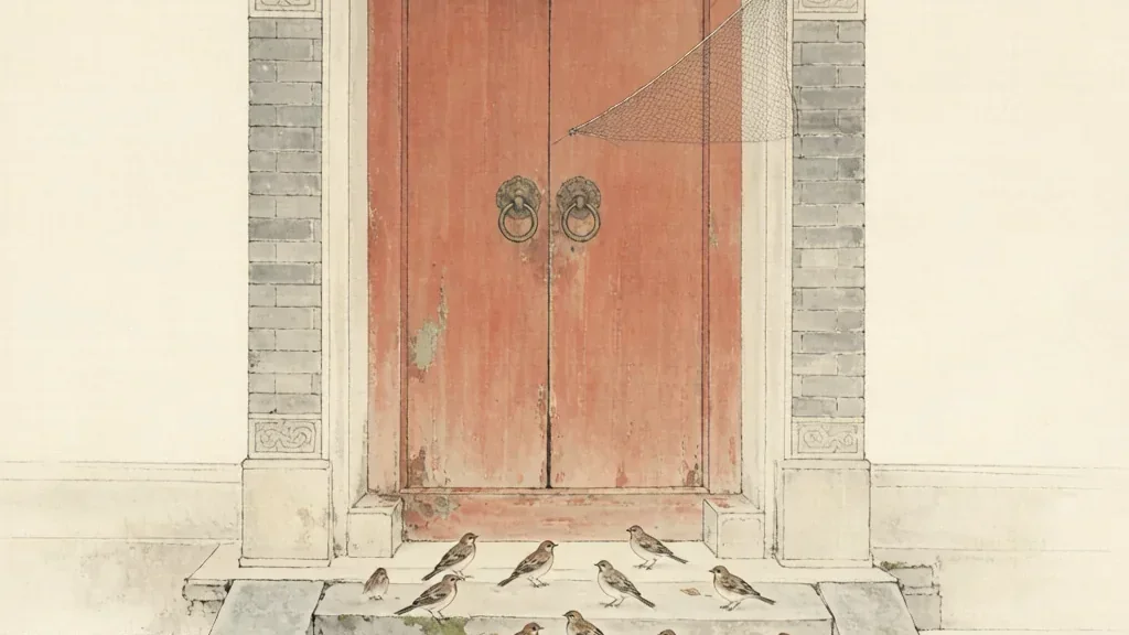 A Gate Where Sparrows Are Netted