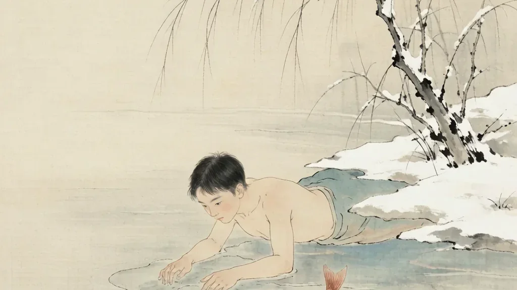 Lying on Ice to Catch a Carp