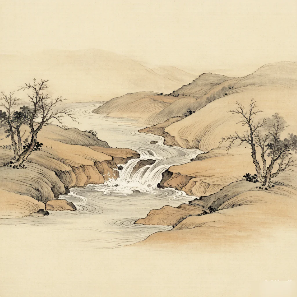 When Water Flows, a Channel Forms — gongbi style painting