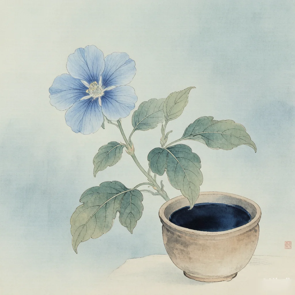 Indigo Comes from the Blue — gongbi style painting