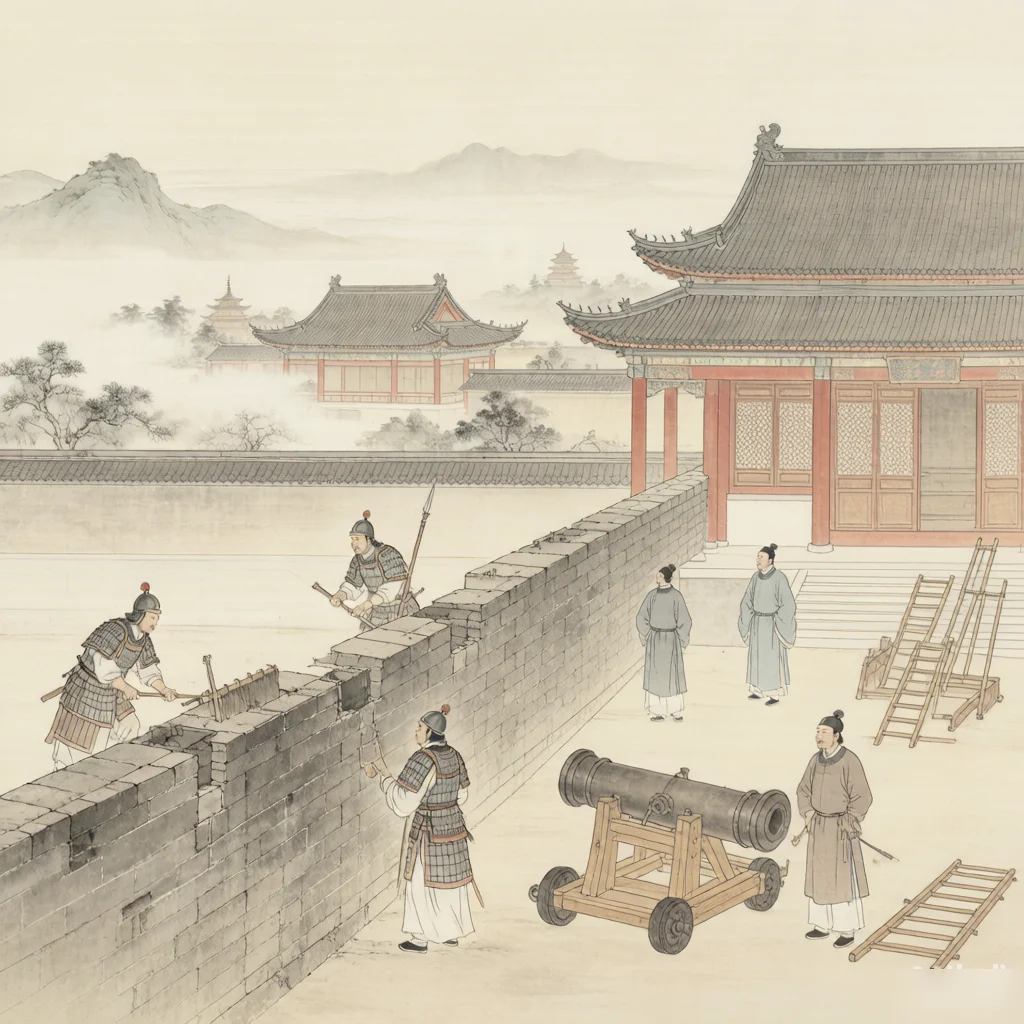 In Times of Peace, Prepare for Danger — gongbi style painting