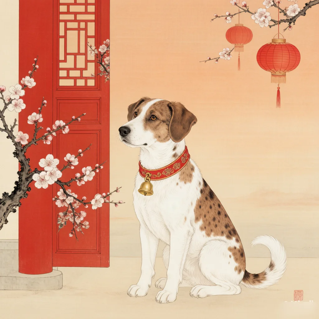 The Story of the Dog: How It Joined the Chinese Zodiac — gongbi style painting