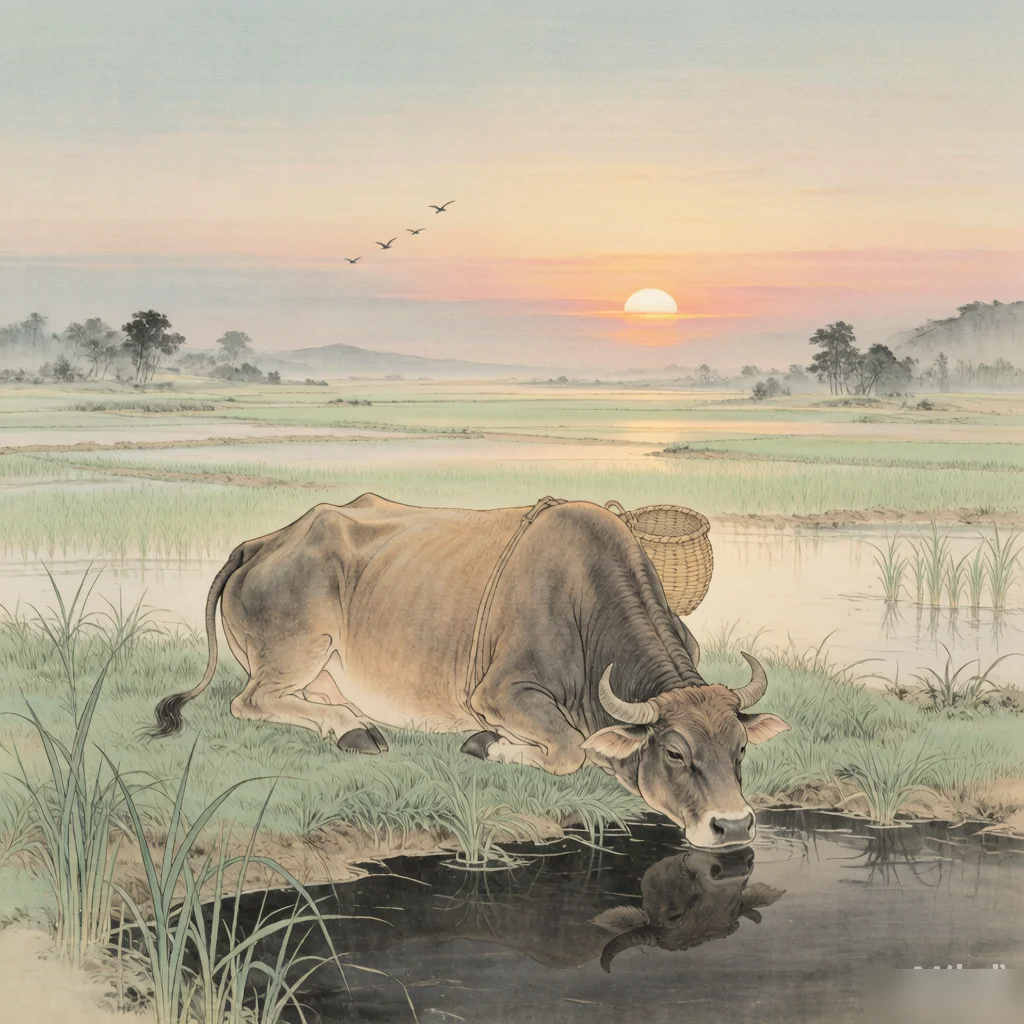 The Story of the Ox: How It Joined the Chinese Zodiac — gongbi style painting