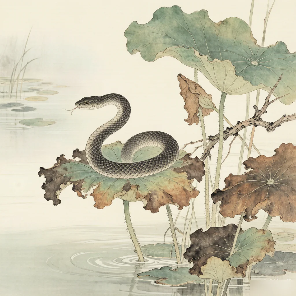 The Story of the Snake: How It Joined the Chinese Zodiac — gongbi style painting
