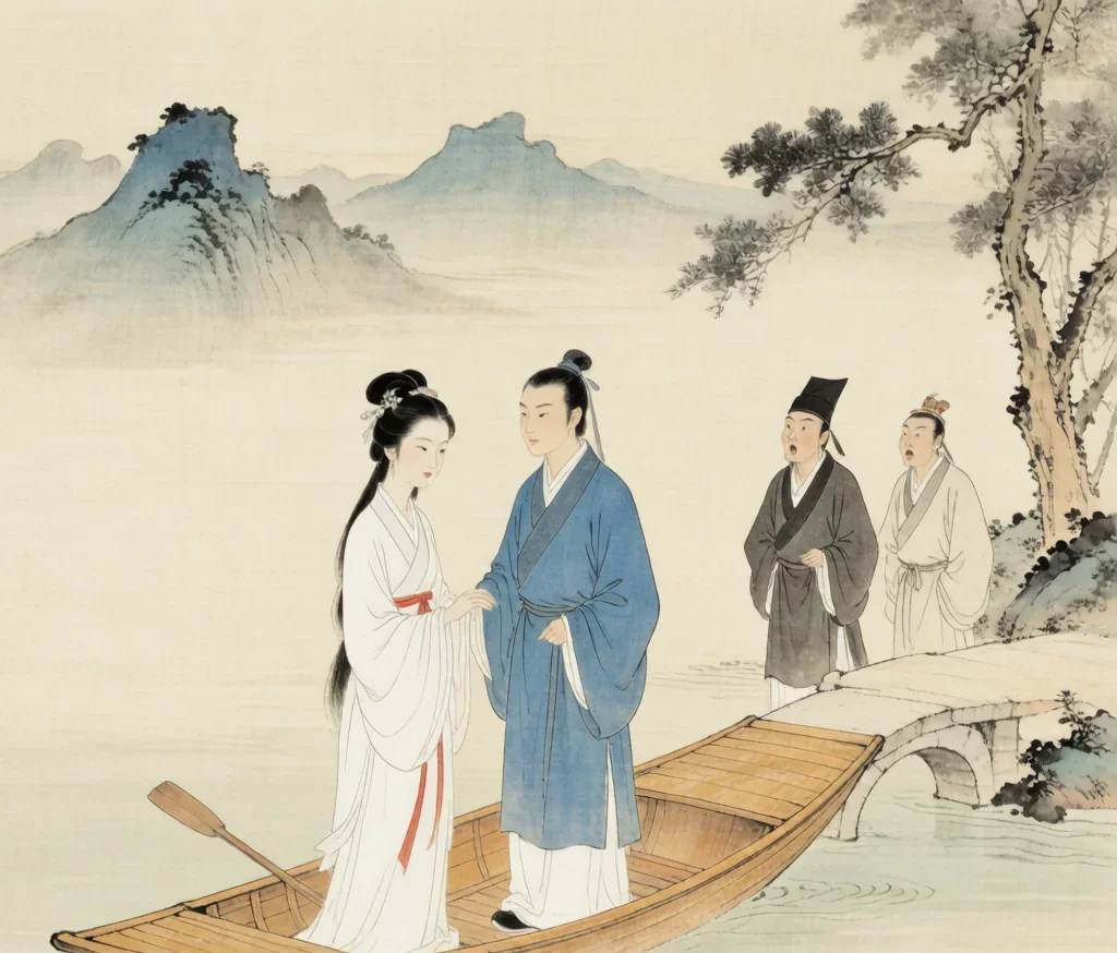 The Legend of the White Snake: Love That Defied Heaven Itself — gongbi style painting